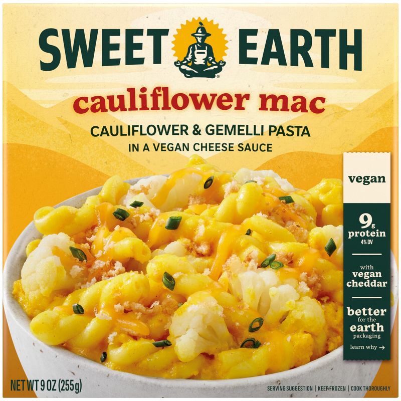 slide 1 of 12, SWEET EARTH NATURAL FOODS Sweet Earth Vegan Frozen Cauliflower Mac - 9oz, 9 oz
