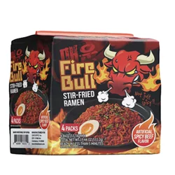 Fire Bull Stir Fried Ramen - 4 Pack