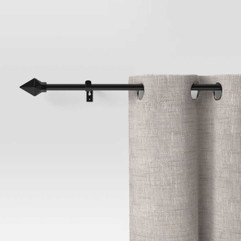 slide 4 of 4, 28"-48" Café Faceted Pyramid Curtain Rod Black - Room Essentials™: Adjustable Metal, Single Rod, 4 Pieces, 4 ct