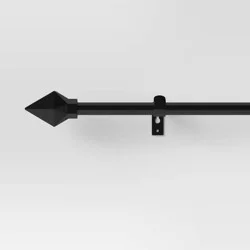 28"-48" Café Faceted Pyramid Curtain Rod Black - Room Essentials™: Adjustable Metal, Single Rod, 4 Pieces