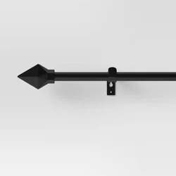 28"-48" Café Faceted Pyramid Curtain Rod Black - Room Essentials™: Adjustable Metal, Single Rod, 4 Pieces