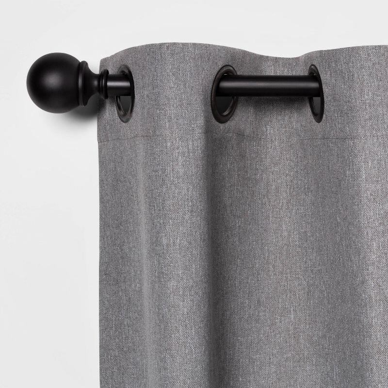 slide 3 of 3, 66"-120" Ball Curtain Rod Matte Black - Threshold™: Adjustable Metal, Single Rod, 30lb Capacity, 6 Pieces, 30 lb, 6 ct