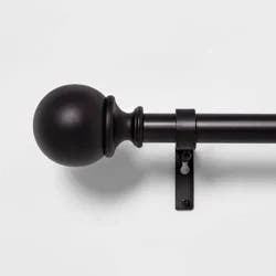 66"-120" Ball Curtain Rod Matte Black - Threshold™: Adjustable Metal, Single Rod, 30lb Capacity, 6 Pieces