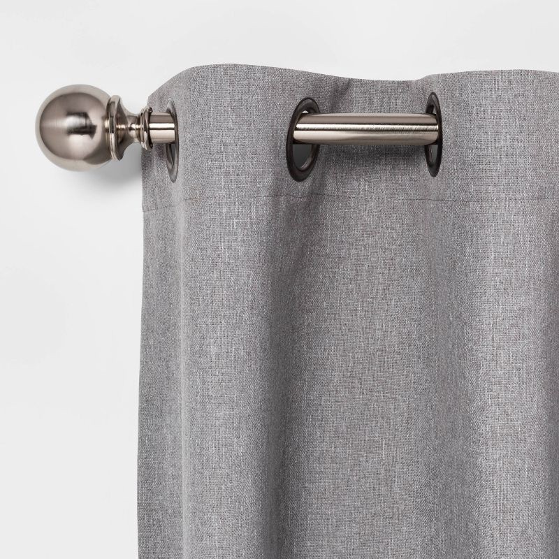 slide 3 of 3, 66"-120" Ball Curtain Rod Brushed Nickel - Threshold™: Adjustable Metal, Single Rod, Silver Finish, 30lb Capacity, 1 ct