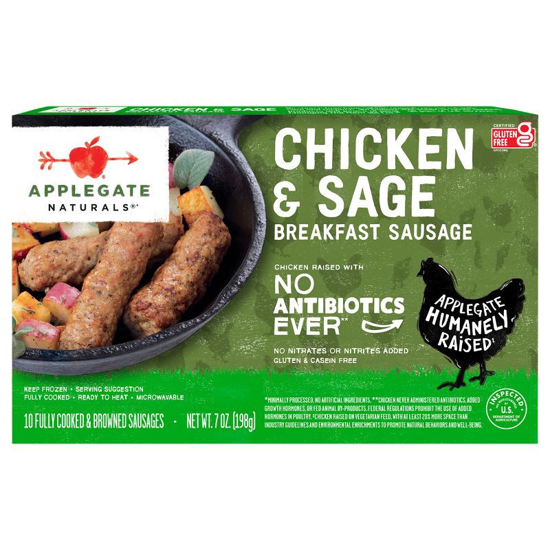 slide 1 of 6, Applegate Farms Applegate Naturals Chicken & Sage Breakfast Sausages - Frozen - 7oz/10ct, 10 ct; 7 oz