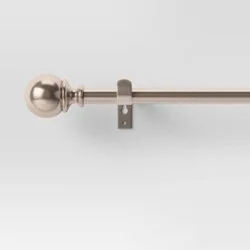 66"-120" Ball Double Curtain Rod Brushed Nickel - Threshold™: Adjustable Metal Set, Silver Finish, 30lb Capacity