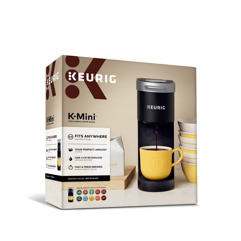 slide 9 of 12, Keurig K-Mini Single-Serve K-Cup Pod Coffee Maker - Black: Compact Electric Brewer, 6-12 oz Capacity, Auto Shut-Off, 6 ct; 12 oz