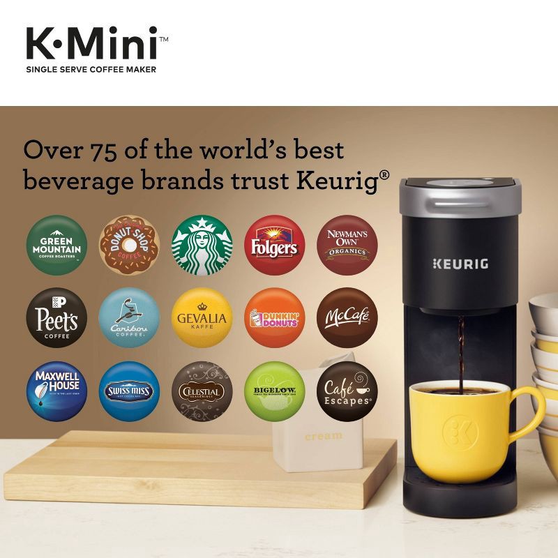 slide 6 of 12, Keurig K-Mini Single-Serve K-Cup Pod Coffee Maker - Black: Compact Electric Brewer, 6-12 oz Capacity, Auto Shut-Off, 6 ct; 12 oz