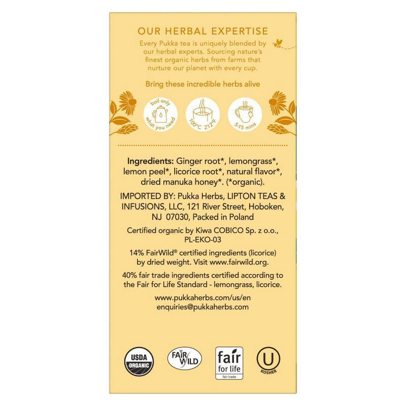 slide 4 of 4, Pukka Lemon, Ginger & Manuka Honey Tea Bags - 20ct, 20 ct