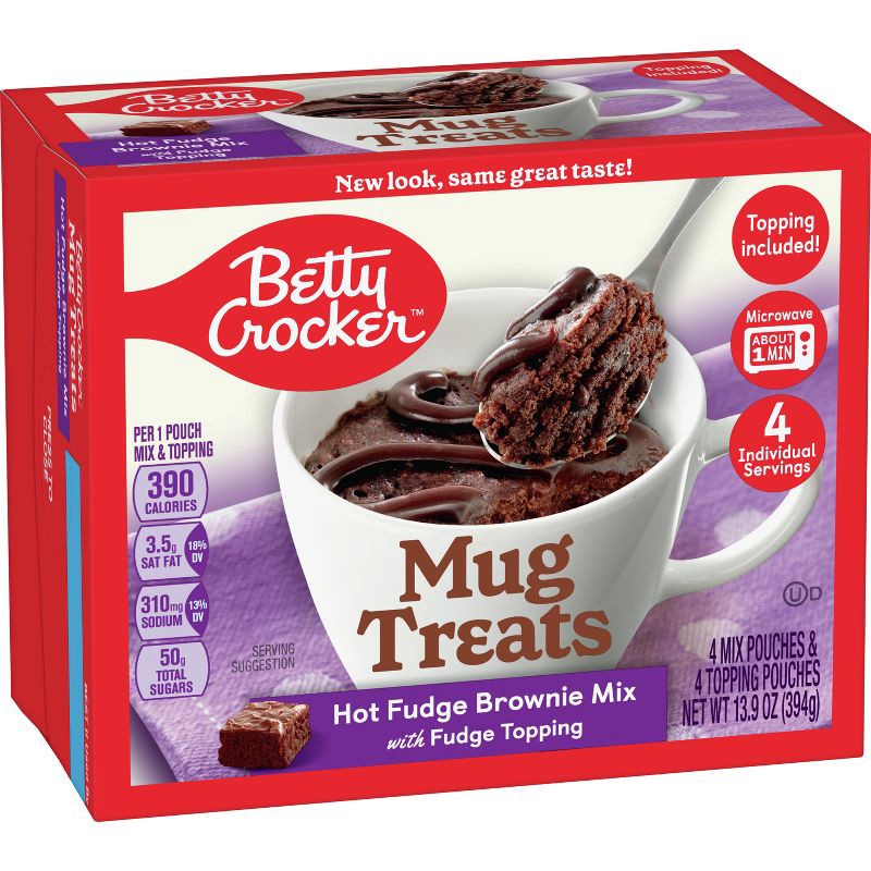 slide 2 of 8, Betty Crocker Mug Treats Hot Fudge Brownie Cake Mix - 13.9oz/4ct, 13.9 oz, 4 ct