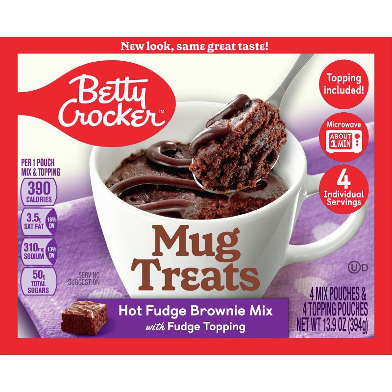 slide 2 of 8, Betty Crocker Mug Treats Hot Fudge Brownie Cake Mix - 13.9oz/4ct, 13.9 oz, 4 ct