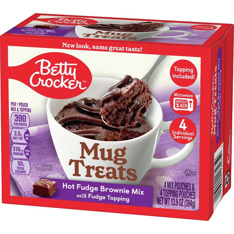 slide 3 of 8, Betty Crocker Mug Treats Hot Fudge Brownie Cake Mix - 13.9oz/4ct, 13.9 oz, 4 ct