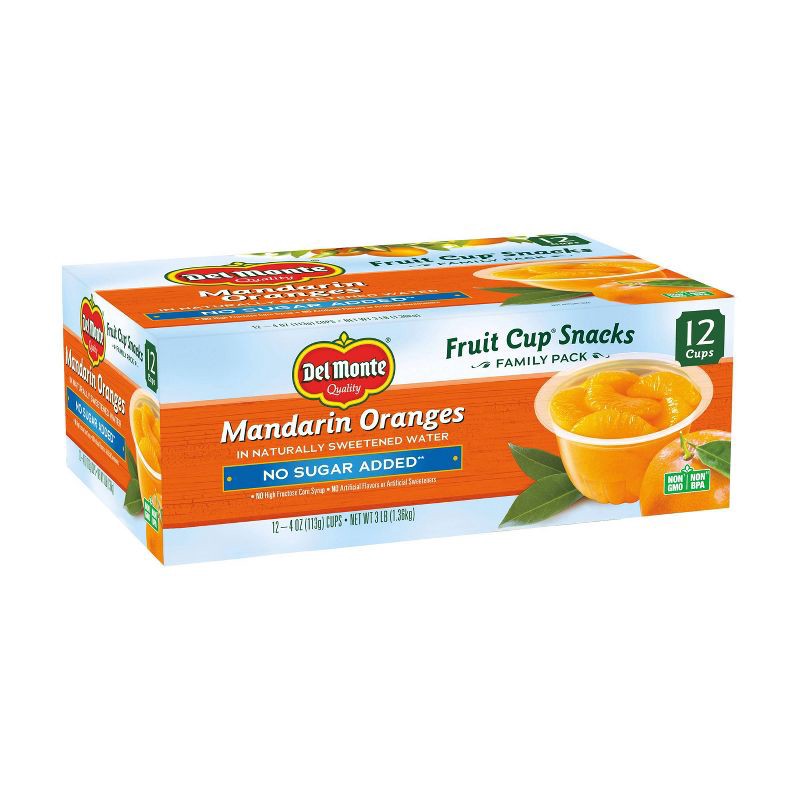 slide 3 of 3, Del Monte Mandarin Oranges Fruit Cup Snacks - 12ct/48oz, 12 ct; 48 oz