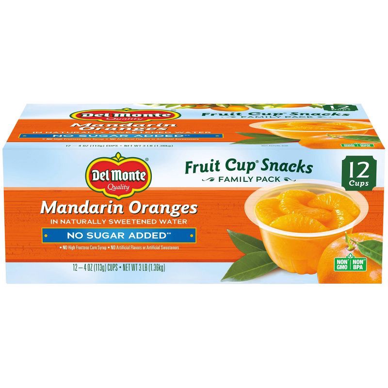 slide 1 of 3, Del Monte Mandarin Oranges Fruit Cup Snacks - 12ct/48oz, 12 ct; 48 oz