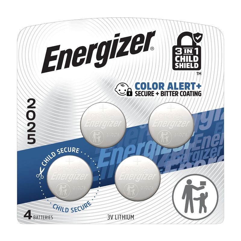 slide 1 of 10, Energizer 2025 Batteries 4pk - Lithium Coin Battery: 200mAh, 3V, Single-Use, 4 ct