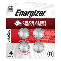 Energizer 2025 Batteries 4pk - Lithium Coin Battery: 200mAh, 3V, Single-Use