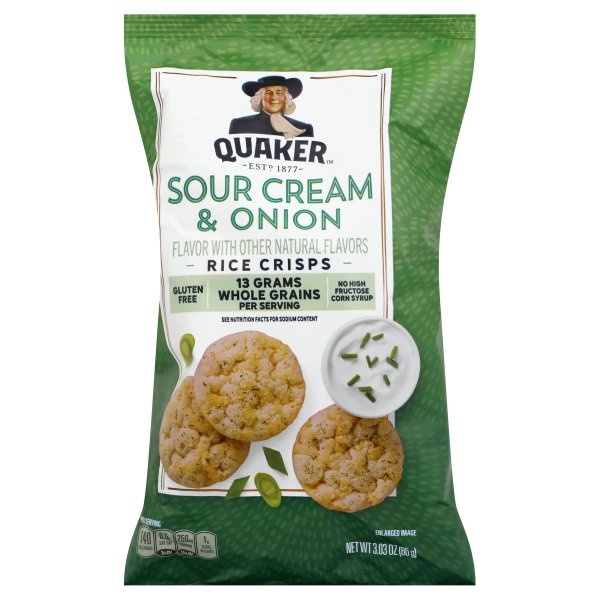 slide 1 of 4, Quaker Popped Sour Cream & Onion Rice Crisps Snacks, 3.03 oz
