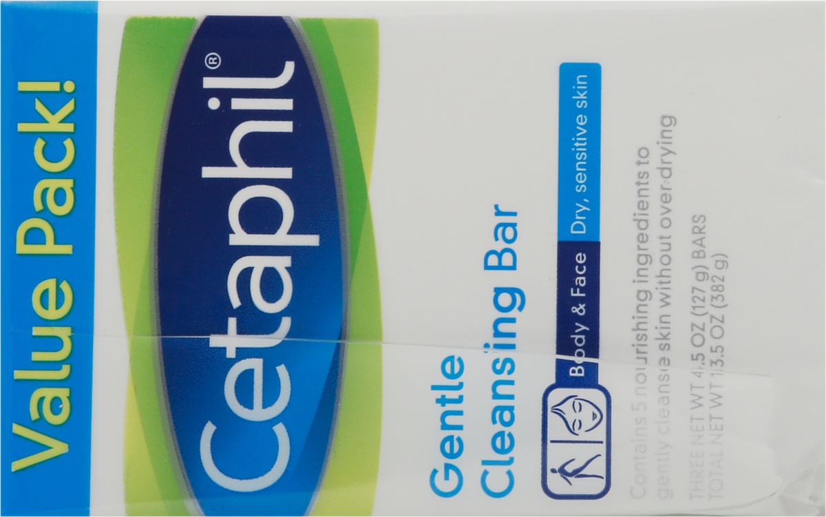 slide 9 of 9, Cetaphil Gentle Cleansing Bars, 13.5 Oz 3 Pack, 