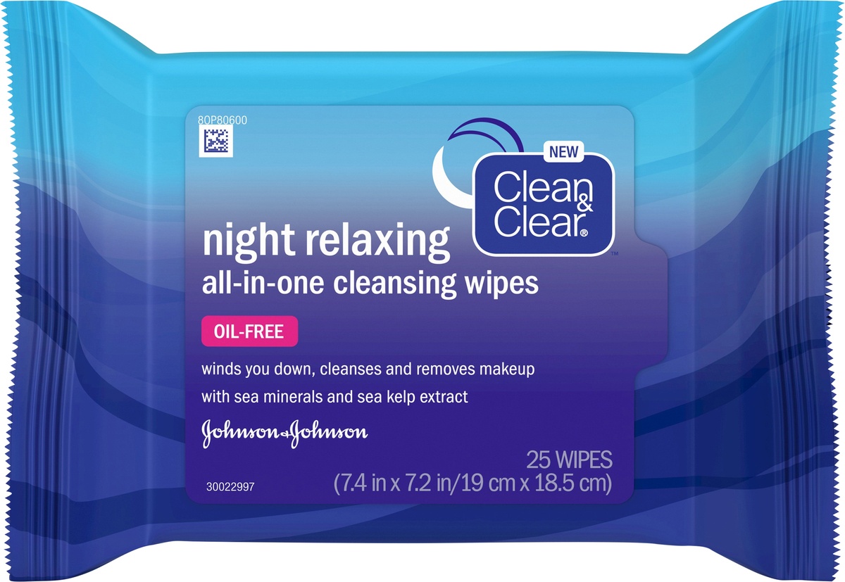 slide 6 of 7, Clean & Clear Night Relaxing All-in-One Cleansing Wipes, 25 Count, 25 ct