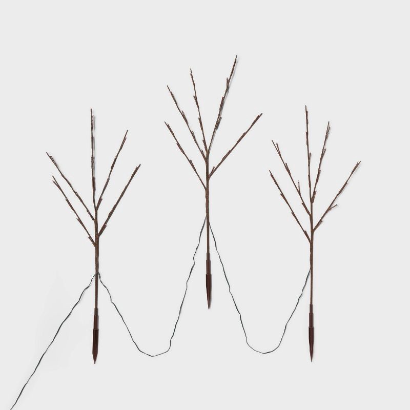 slide 3 of 4, 3pc 50ct 30" H Christmas LED Artificial Twig Stake Lights with Warm White LED's - Wondershop™, 3 ct, 50 ct