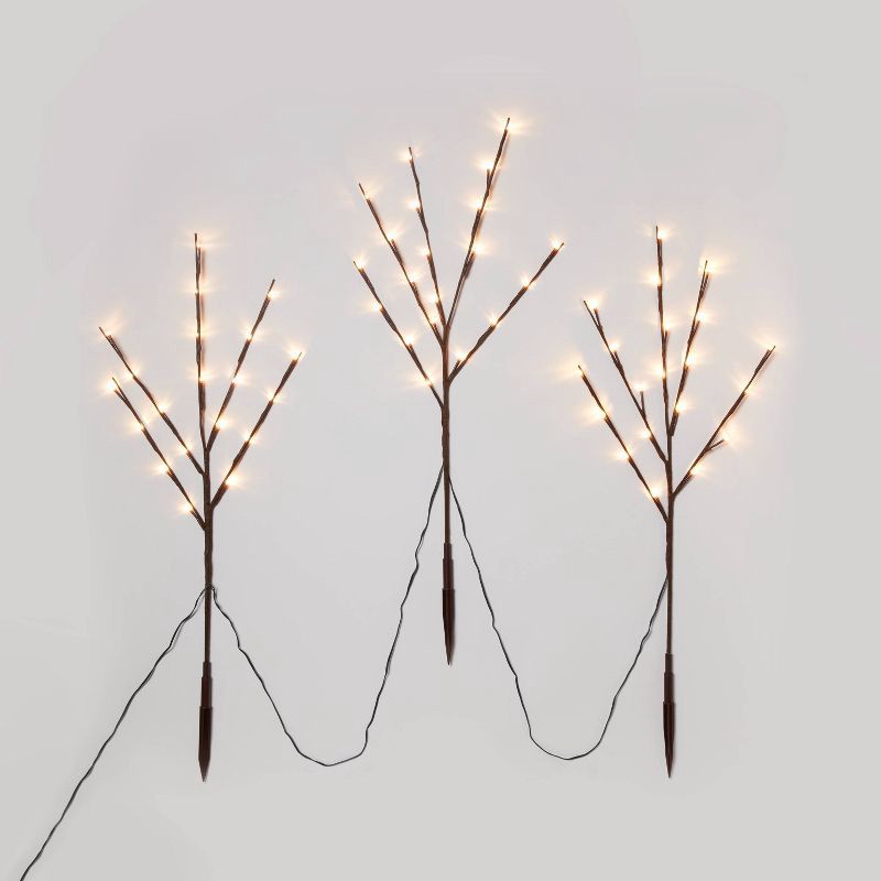 slide 1 of 4, 3pc 50ct 30" H Christmas LED Artificial Twig Stake Lights with Warm White LED's - Wondershop™, 3 ct, 50 ct