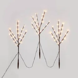 3pc 50ct 30" H Christmas LED Artificial Twig Stake Lights with Warm White LED's - Wondershop™