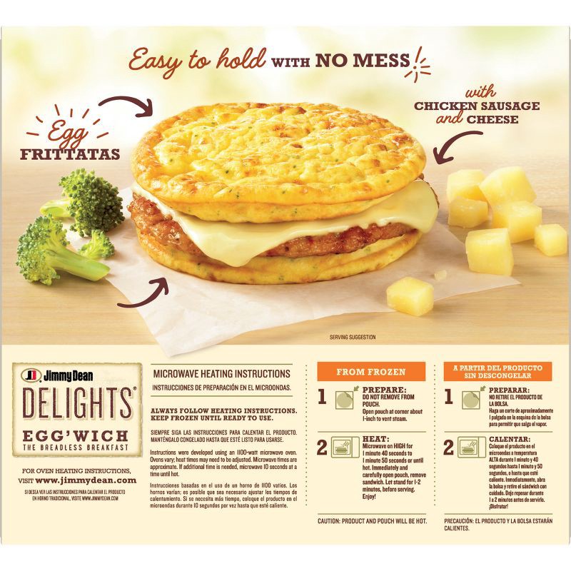 slide 2 of 10, Jimmy Dean Broccoli & Cheese Frozen Frittata Sandwich - 4ct, 4 ct