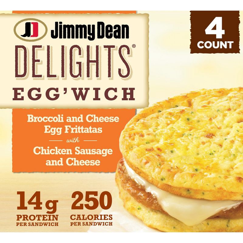 slide 1 of 10, Jimmy Dean Broccoli & Cheese Frozen Frittata Sandwich - 4ct, 4 ct