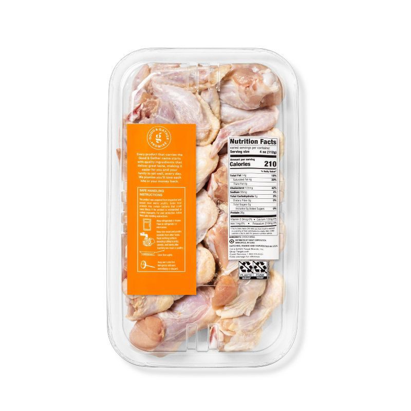 slide 2 of 3, All Natural Chicken Wings Value Pack - 3-4lbs - price per lb - Good & Gather™, per lb
