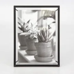 5" x 7" Frame with Symmetrical Wire Back Satin Black - Threshold™: Modern Metal Single Image Display, Easel Stand