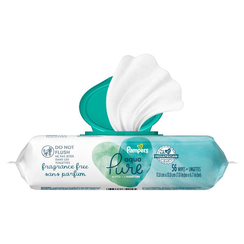 slide 9 of 12, Pampers Aqua Pure Baby Wipes - 56ct, 56 ct