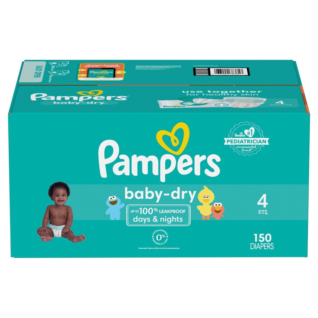 slide 8 of 9, Pampers Baby Dry Diapers Enormous Pack - Size 4 - 150ct, 150 ct