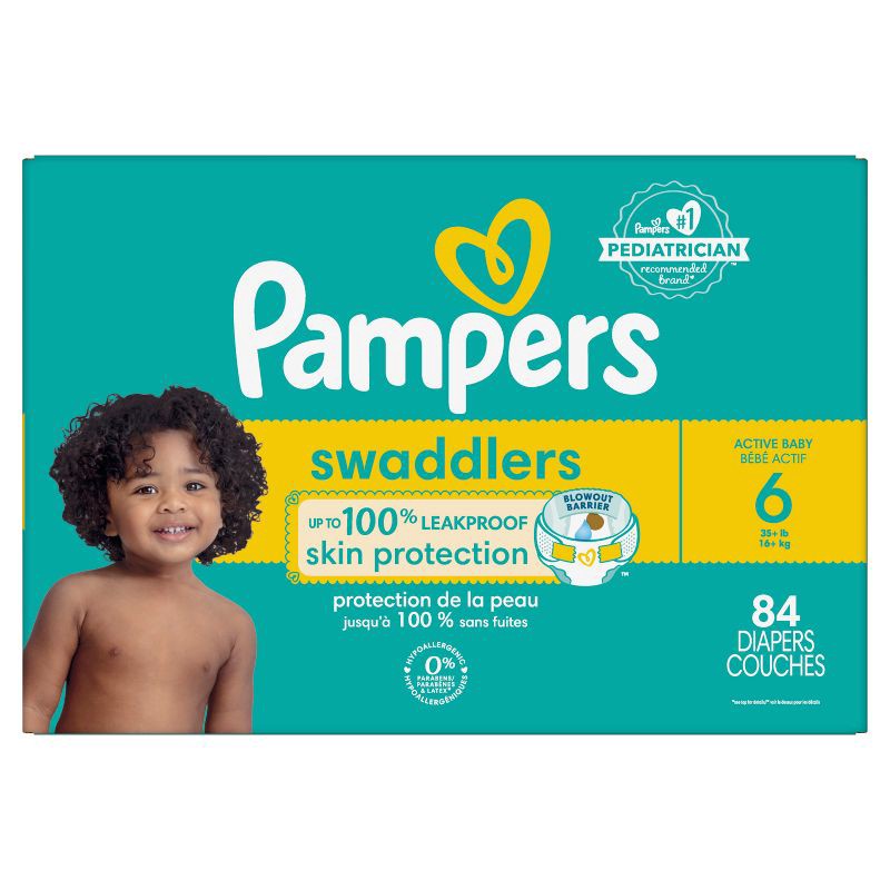 slide 12 of 15, Pampers Swaddlers Active Baby Diapers Enormous Pack - Size 6 - 84ct, 84 ct