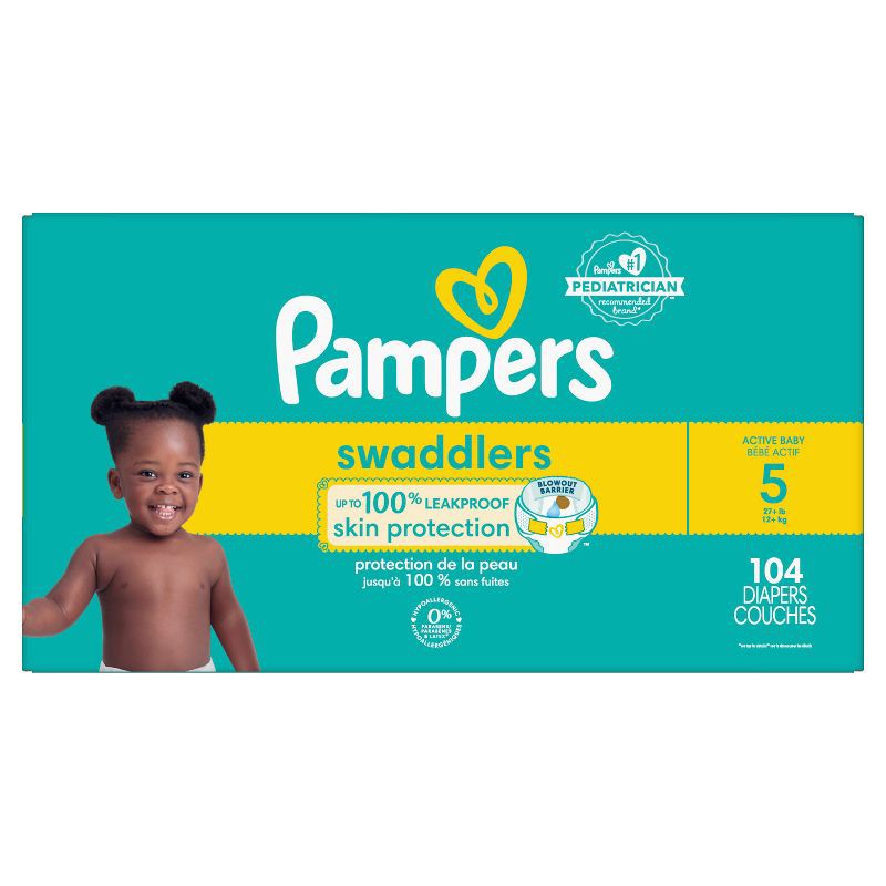 slide 12 of 14, Pampers Swaddlers Active Baby Diapers Enormous Pack - Size 5 - 104ct, 104 ct