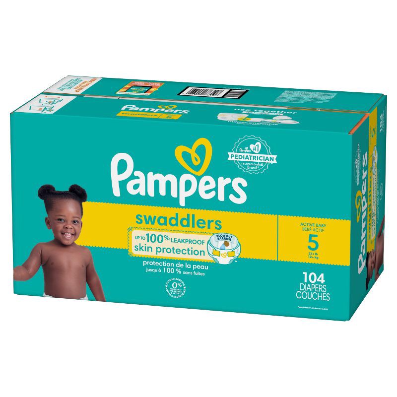 slide 14 of 14, Pampers Swaddlers Active Baby Diapers Enormous Pack - Size 5 - 104ct, 104 ct