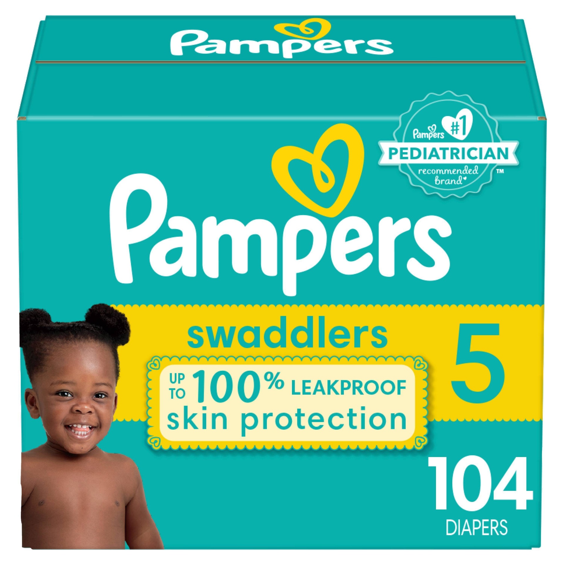 slide 1 of 10, Pampers Swaddlers Diapers Enormous Pack - Size 5 - 104ct, 104 ct