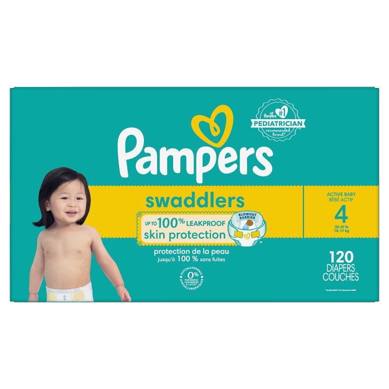 slide 12 of 14, Pampers Swaddlers Active Baby Diapers Enormous Pack - Size 4 - 120ct, 120 ct