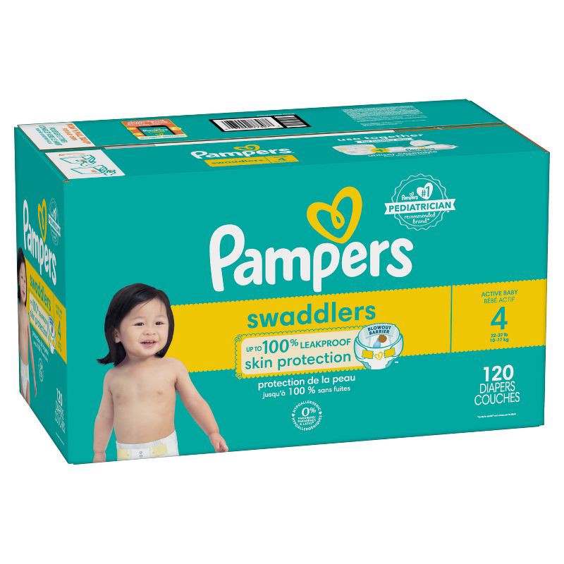 slide 13 of 14, Pampers Swaddlers Active Baby Diapers Enormous Pack - Size 4 - 120ct, 120 ct