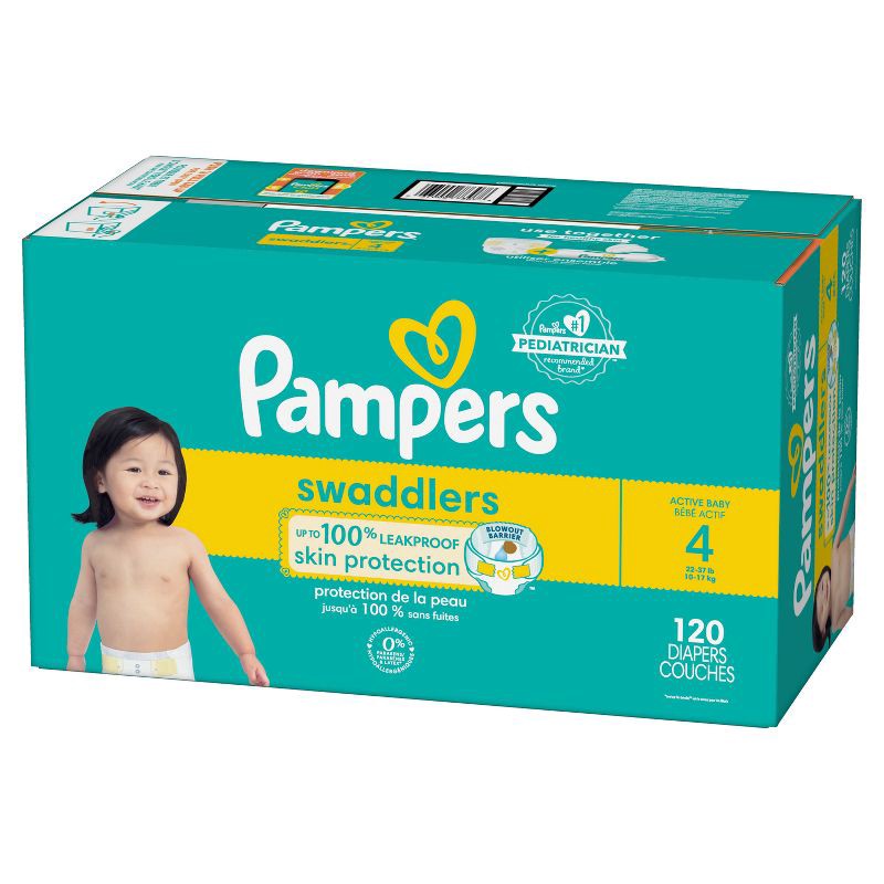 slide 14 of 14, Pampers Swaddlers Active Baby Diapers Enormous Pack - Size 4 - 120ct, 120 ct