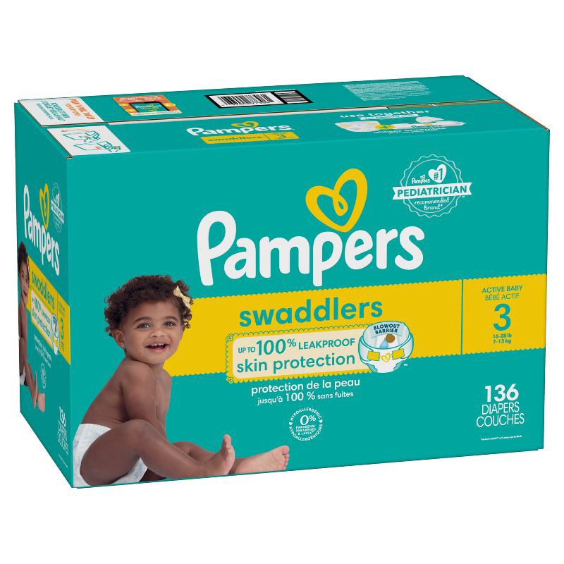 slide 13 of 14, Pampers Swaddlers Active Baby Diapers Enormous Pack - Size 3 - 136ct, 136 ct