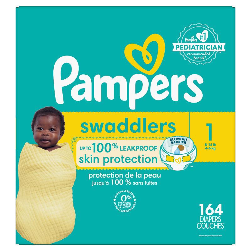 slide 13 of 15, Pampers Swaddlers Active Baby Diapers Enormous Pack - Size 1 - 164ct, 164 ct