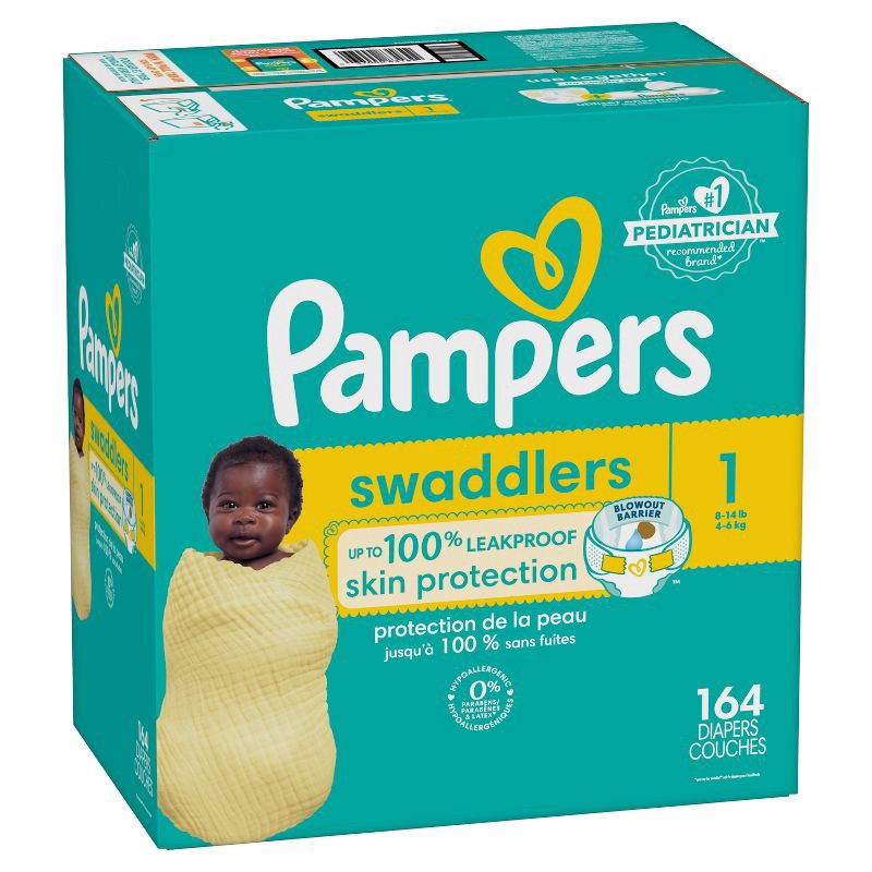slide 14 of 15, Pampers Swaddlers Active Baby Diapers Enormous Pack - Size 1 - 164ct, 164 ct
