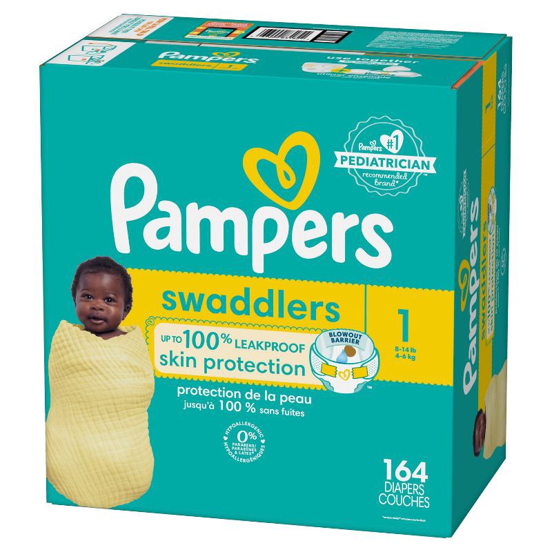 slide 15 of 15, Pampers Swaddlers Active Baby Diapers Enormous Pack - Size 1 - 164ct, 164 ct