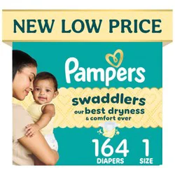 Pampers Swaddlers Sensitive Disposable Diapers - Size 1 - 164ct