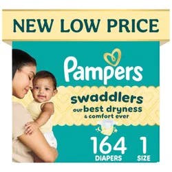 Pampers Swaddlers Sensitive Disposable Diapers - Size 1 - 164ct