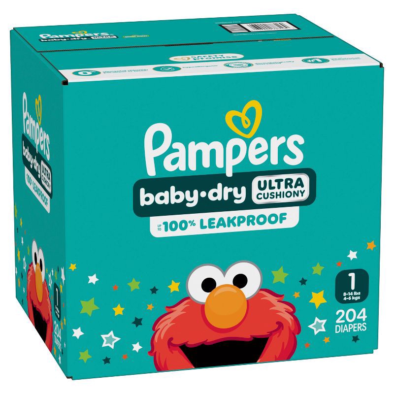 slide 14 of 16, Pampers Baby Dry Diapers Pack- Size 1 - 204ct, 1 x 204 ct