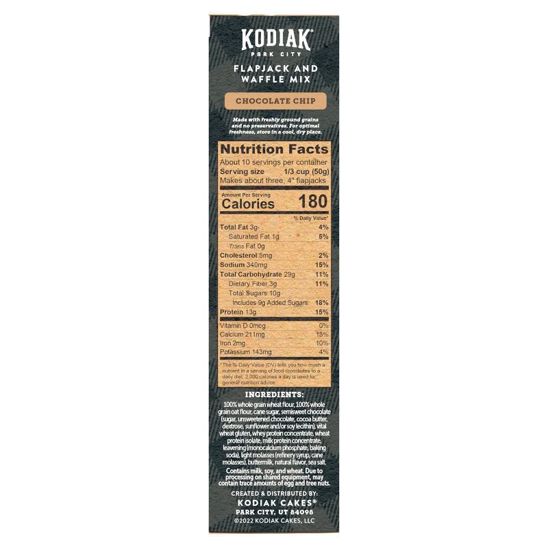 slide 5 of 8, Kodiak Cakes Kodiak Protein-Packed Flapjack & Waffle Mix Chocolate Chip - 18oz, 18 oz