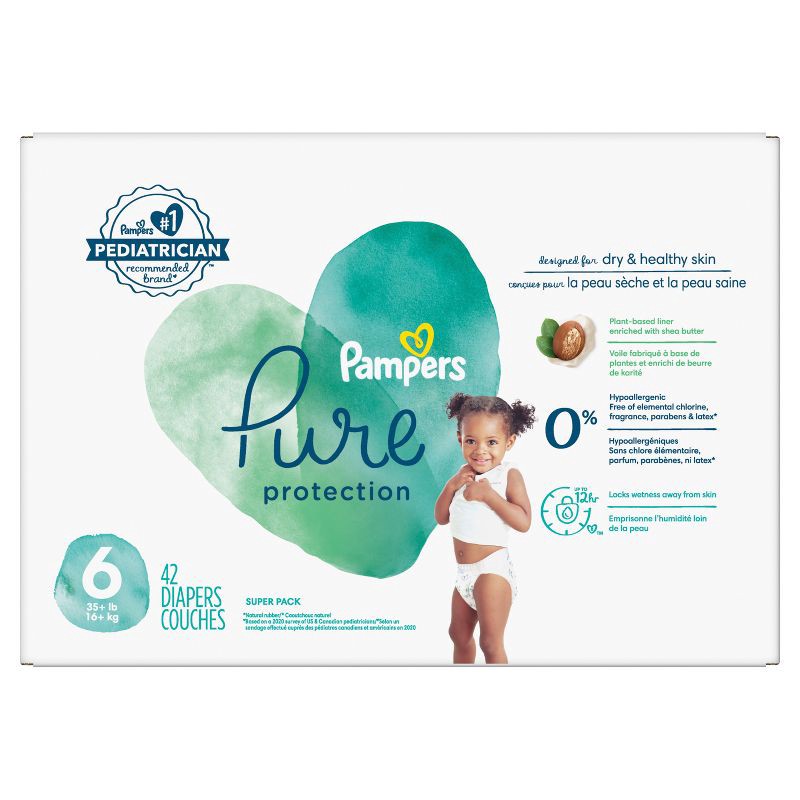 slide 12 of 15, Pampers Pure Protection Diapers Super Pack - Size 6 - 42ct, 42 ct