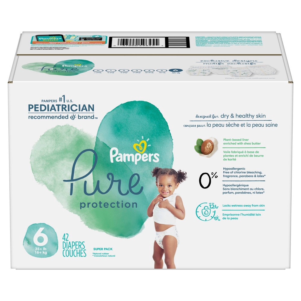 slide 8 of 13, Pampers Pure Protection Diapers Super Pack - Size 6 - 42ct, 42 ct