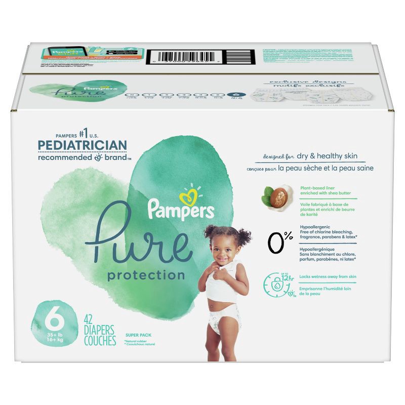 slide 9 of 15, Pampers Pure Protection Diapers Super Pack - Size 6 - 42ct, 42 ct